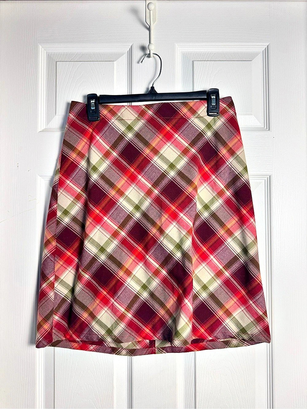 Cherokee Plaid A-Line Skirt in Red & Brown Size 8